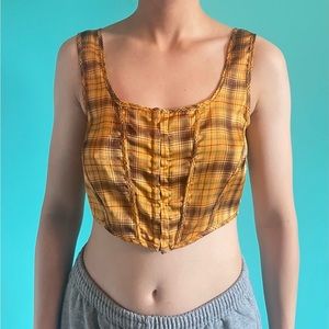 Brown and Yellow Plaid Tank Top
